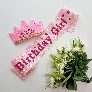 하이벌룬 미스코리아 생일어깨띠 + LED왕관 SET