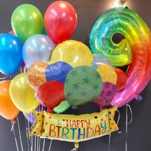 생일파티헬륨풍선 세트 무지개